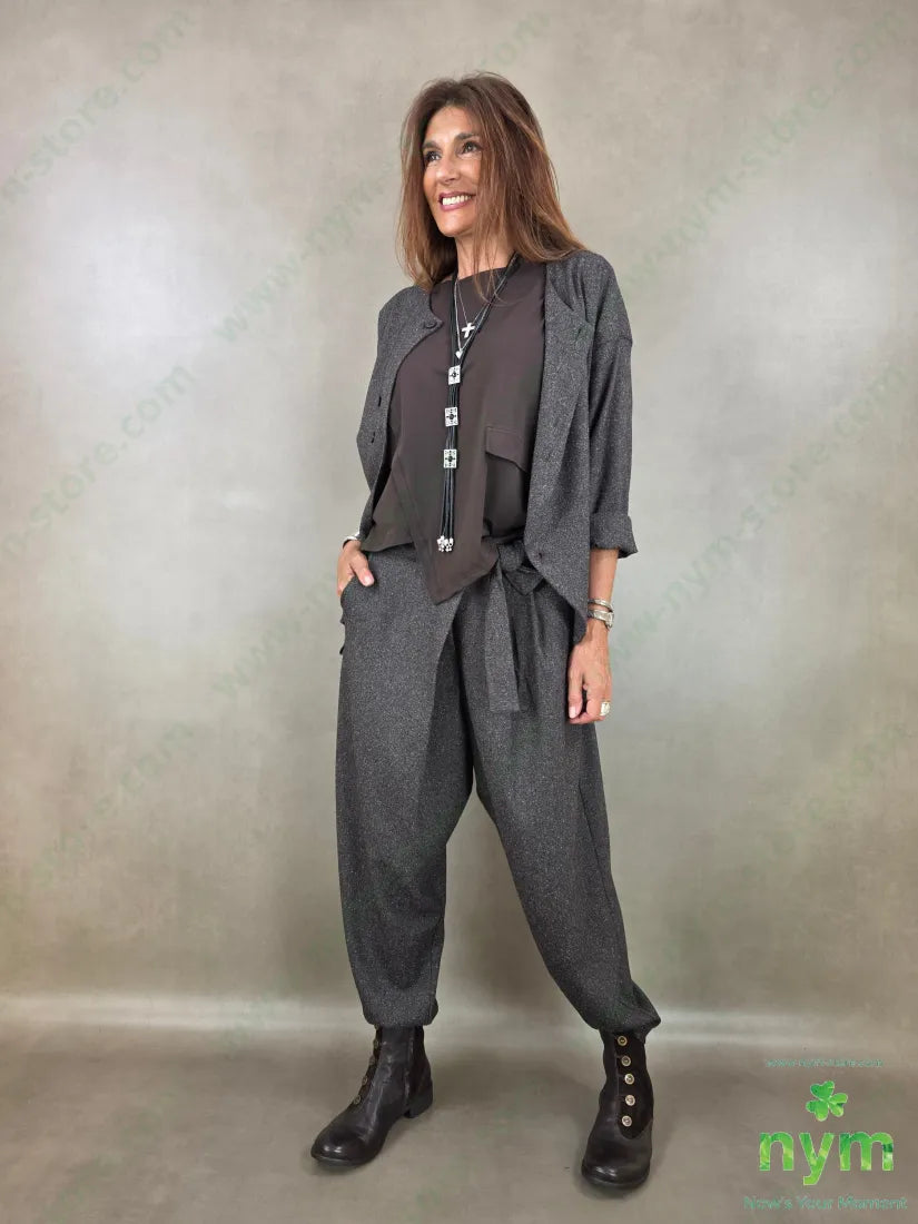 giacca sale e pepe senza collo 70pl27ra3ea - GIACCA