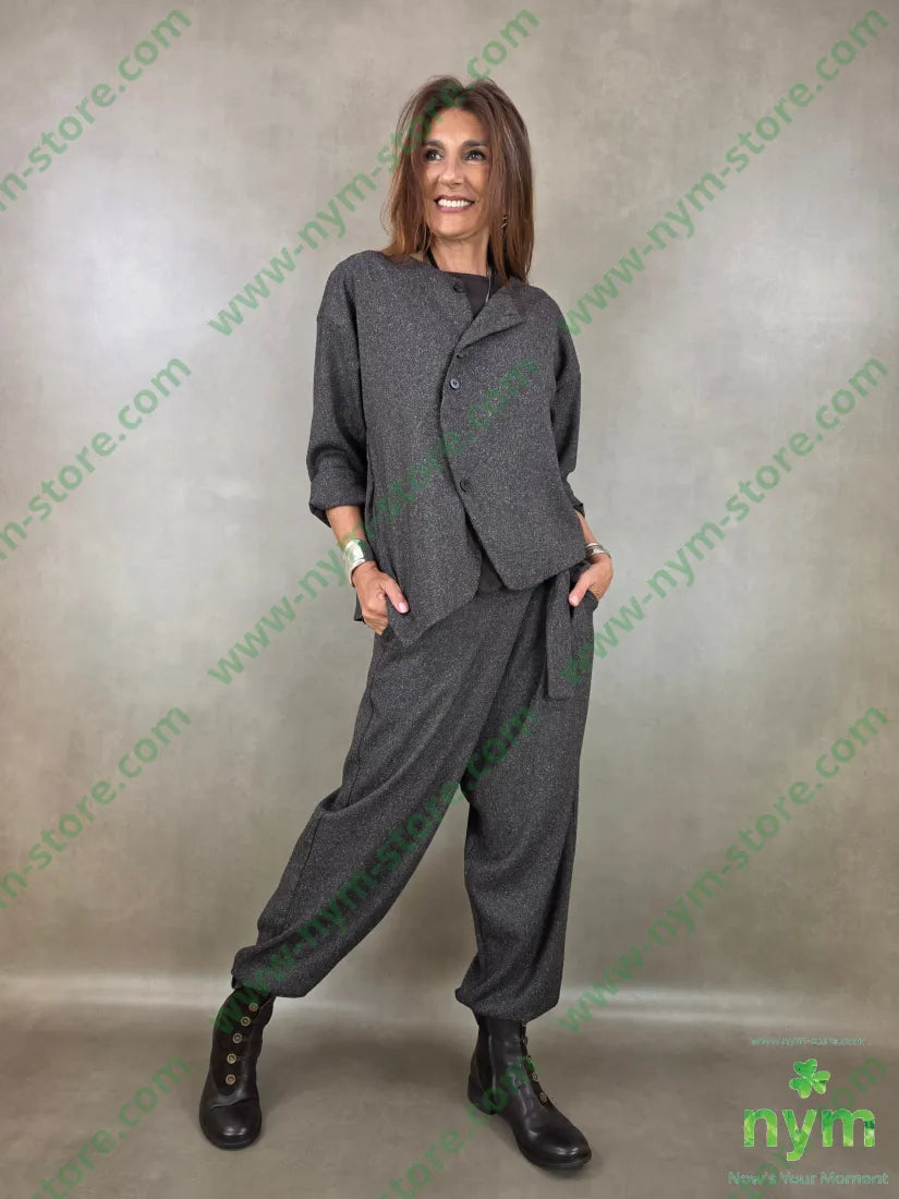 giacca sale e pepe senza collo 70pl27ra3ea - GIACCA