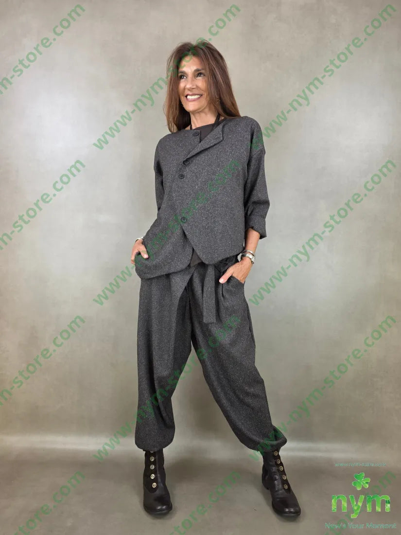 giacca sale e pepe senza collo 70pl27ra3ea - GIACCA