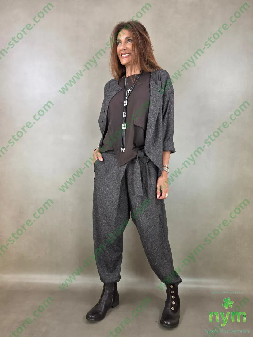 giacca sale e pepe senza collo 70pl27ra3ea - GIACCA