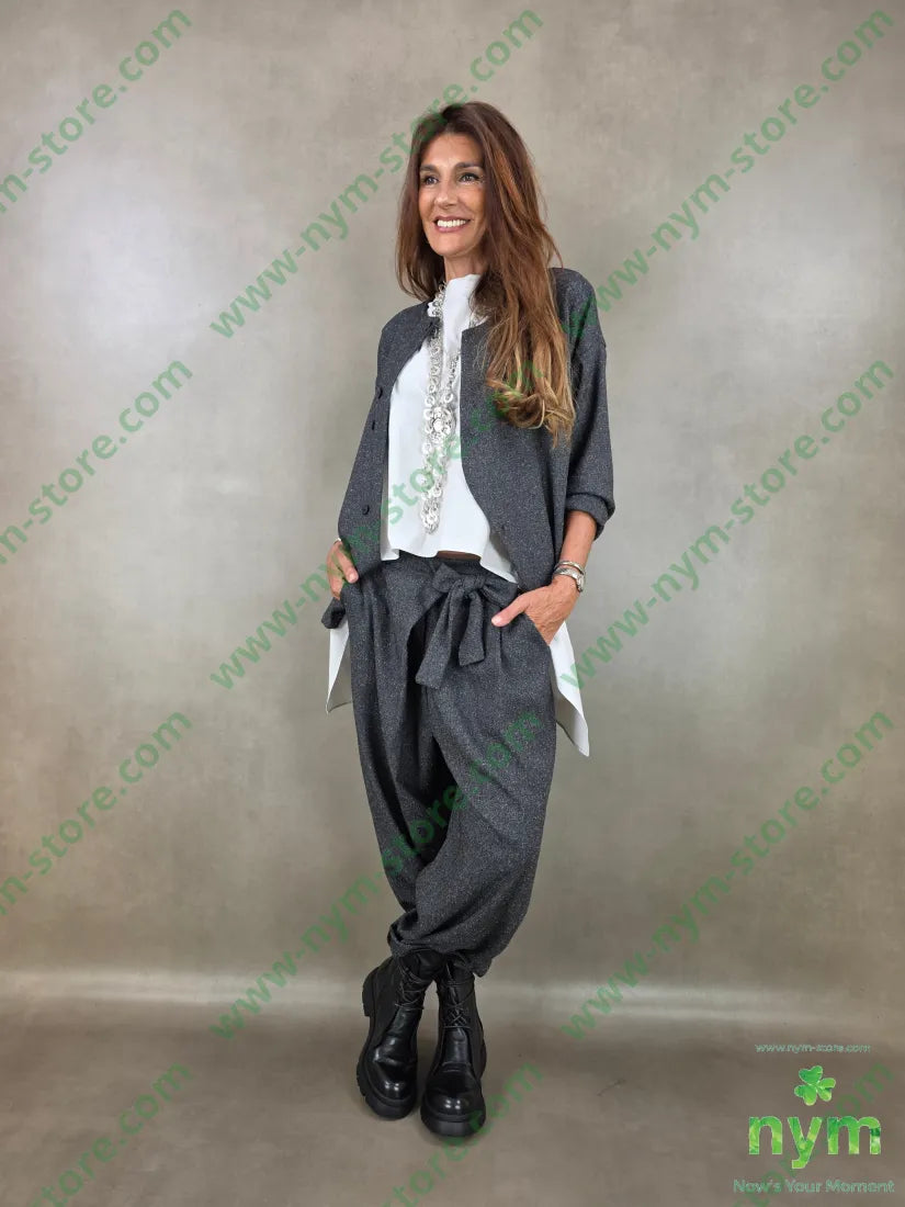 giacca sale e pepe senza collo 70pl27ra3ea - GIACCA