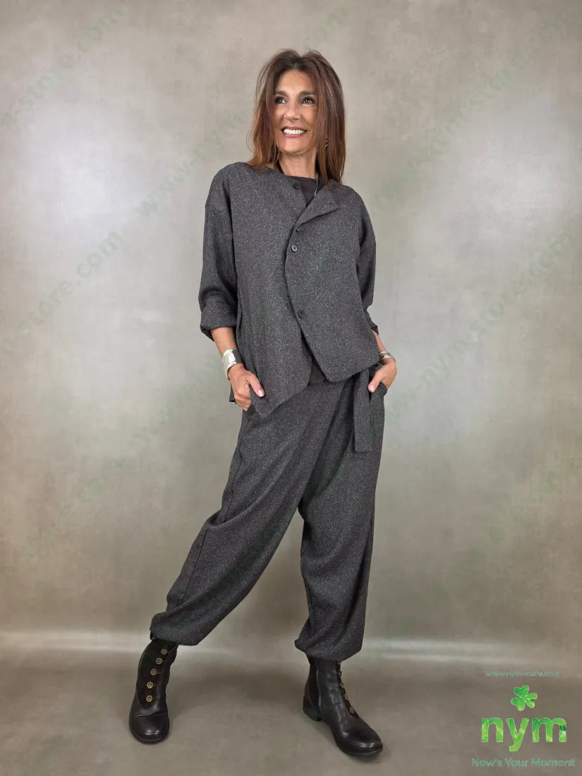 giacca sale e pepe senza collo 70pl27ra3ea - GIACCA