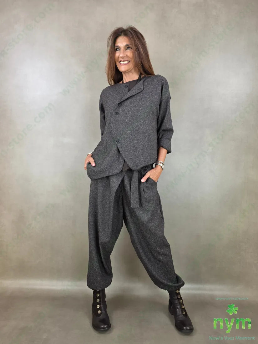 giacca sale e pepe senza collo 70pl27ra3ea - GIACCA