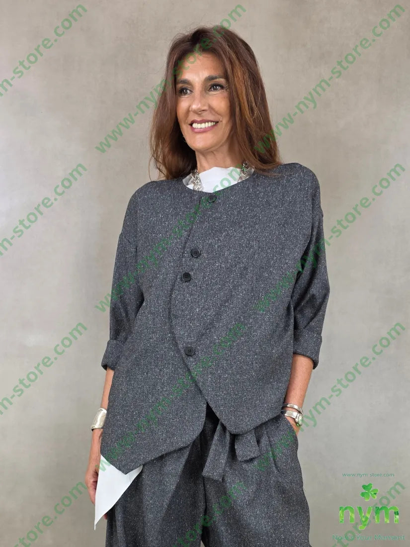giacca sale e pepe senza collo 70pl27ra3ea - U / ANTRACITE / AI26 - GIACCA