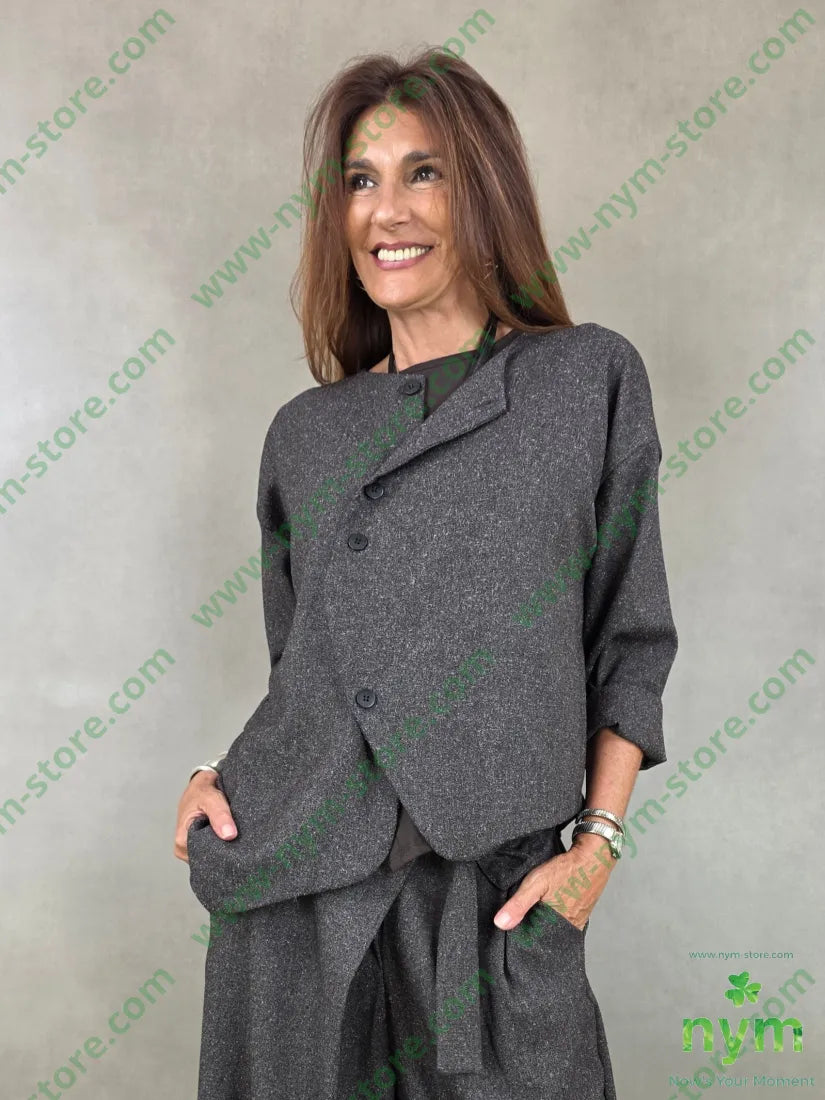 giacca sale e pepe senza collo 70pl27ra3ea - U / MARRONE / AI26 - GIACCA