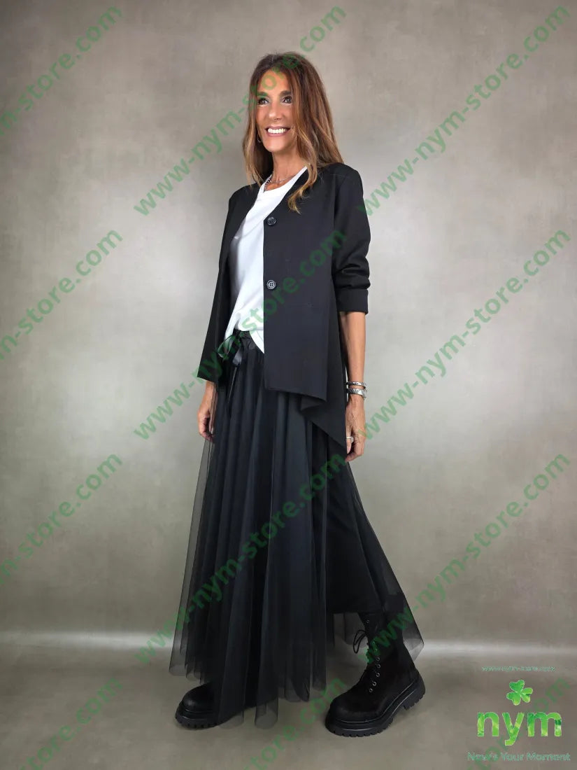 giacca scollata lunga 65vi30pa5ea U / NERO / AI25 GIACCA