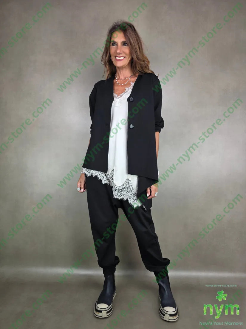 giacca scollata lunga 65vi30pa5ea U / NERO / AI25 GIACCA