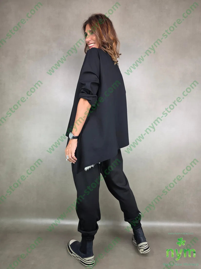 giacca scollata lunga 65vi30pa5ea U / NERO / AI25 GIACCA