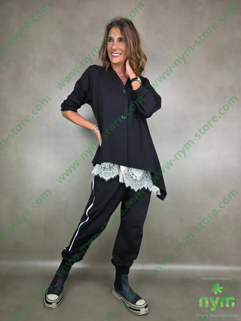 giacca scollata lunga 65vi30pa5ea U / NERO / AI25 GIACCA