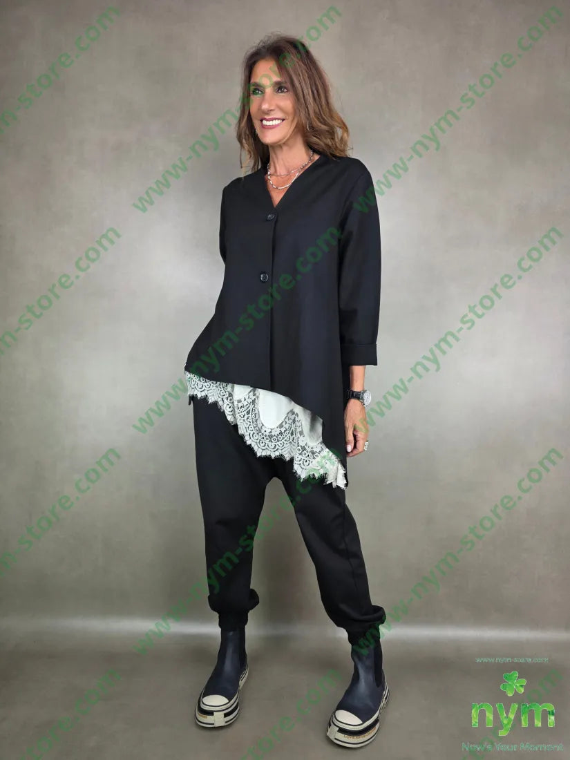 giacca scollata lunga 65vi30pa5ea U / NERO / AI25 GIACCA