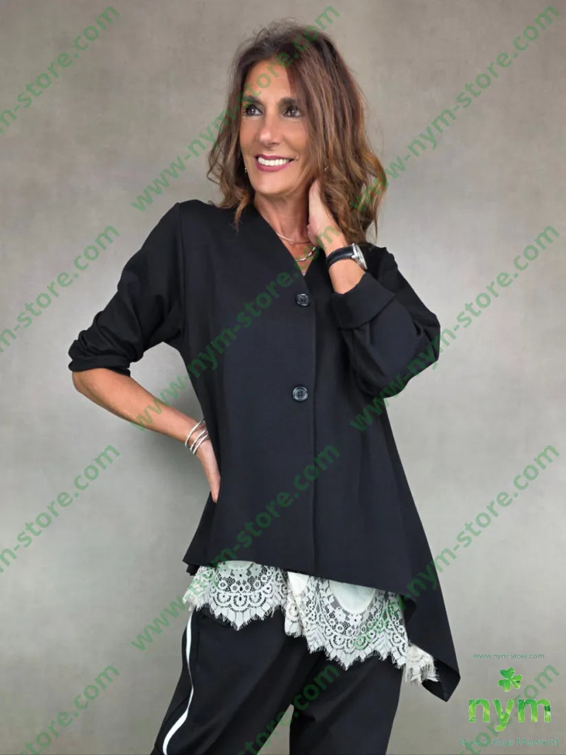 giacca scollata lunga 65vi30pa5ea U / NERO / AI25 GIACCA