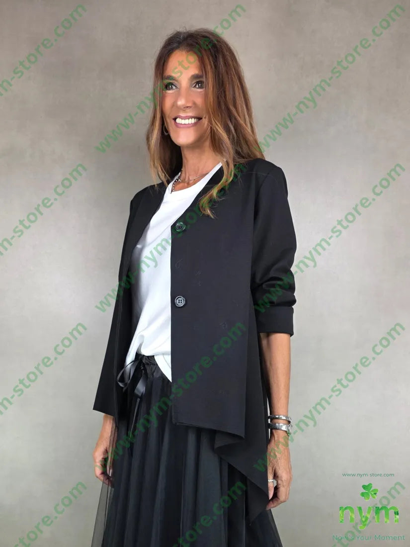 giacca scollata lunga 65vi30pa5ea U / NERO / AI25 GIACCA