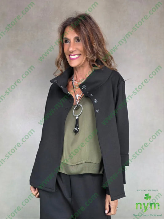 giacca scuba con automatici 65vi30ny5ea U / NERO / AI25 GIACCA