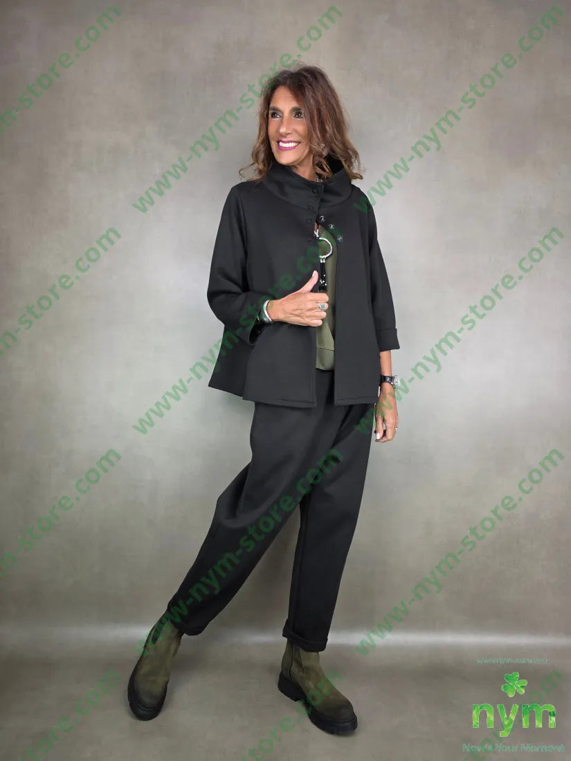 giacca scuba con automatici 65vi30ny5ea U / NERO / AI25 GIACCA