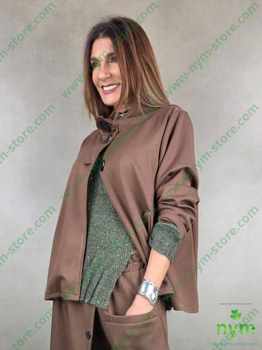 giacca scuba trapezio tre bottoni 65vi30ny5ea U / TABACCO / AI25 GIACCA