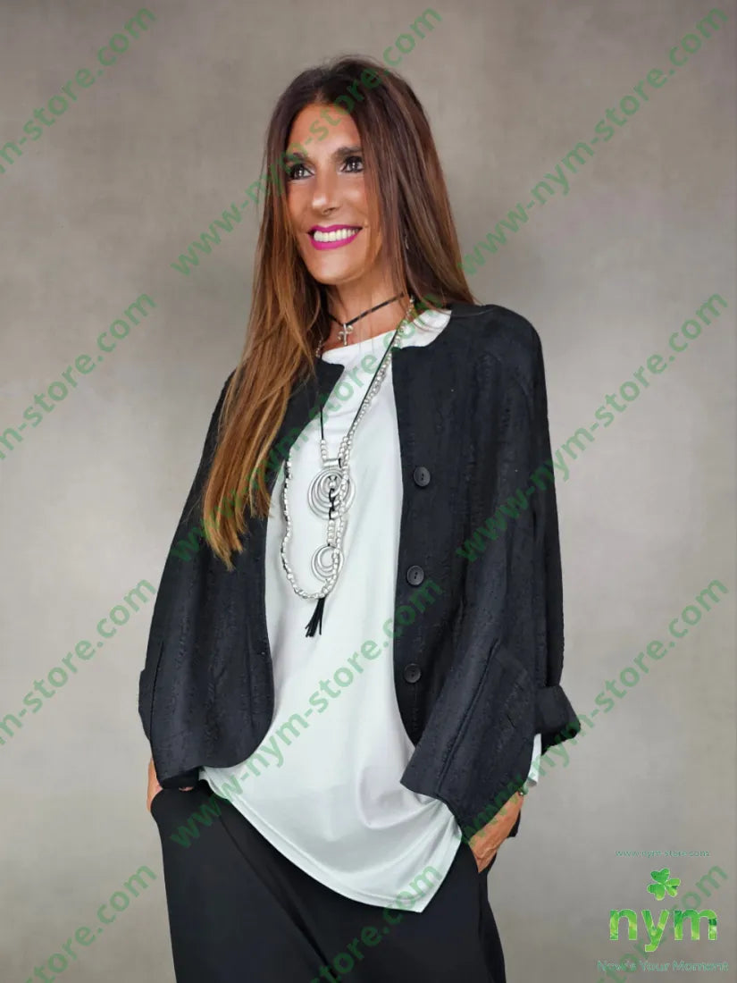 giacca senza collo quadrata 46pl39ac15wo U / NERO / AI25 GIACCA