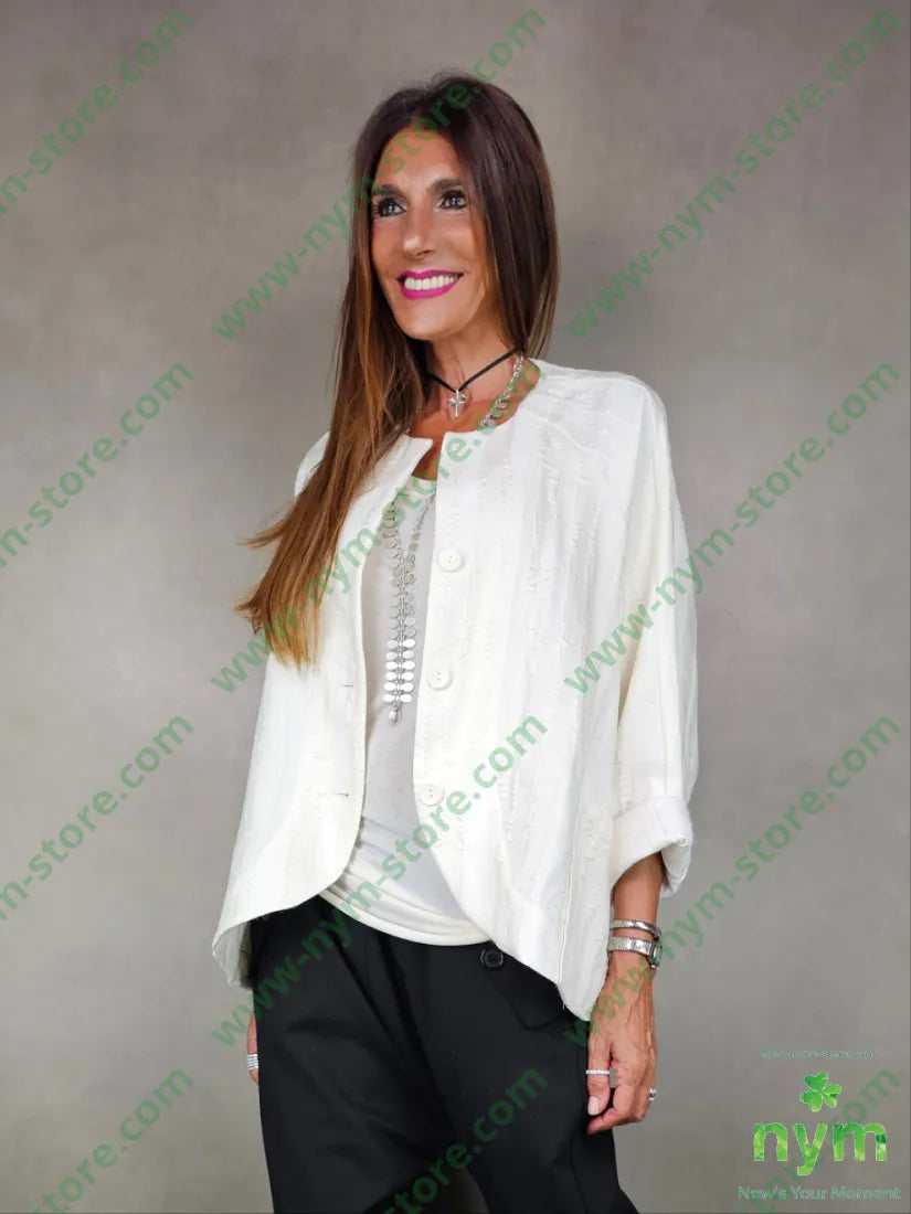 giacca senza collo quadrata 46pl39ac15wo U / PANNA / AI25 GIACCA