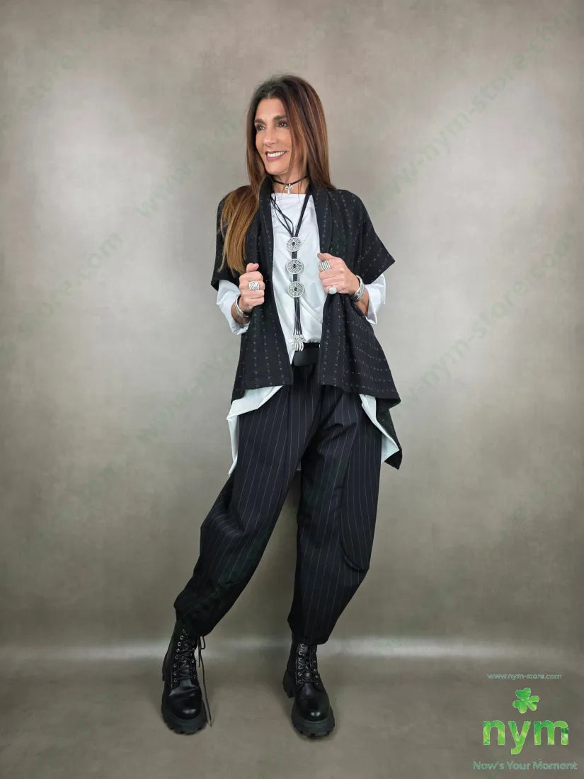 giacca senza maniche tratti lurex 58pl37vi3ea U / NERO / PE26 GIACCA
