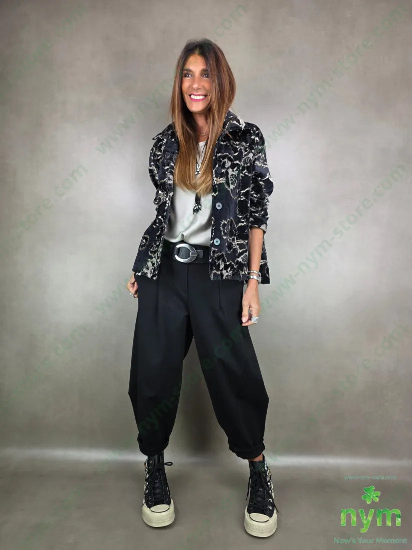 giacca sfrangiata effetto velluto 50pl30ny20co U / NERO / AI25 GIACCA