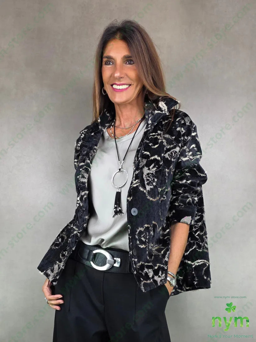 giacca sfrangiata effetto velluto 50pl30ny20co U / NERO / AI25 GIACCA