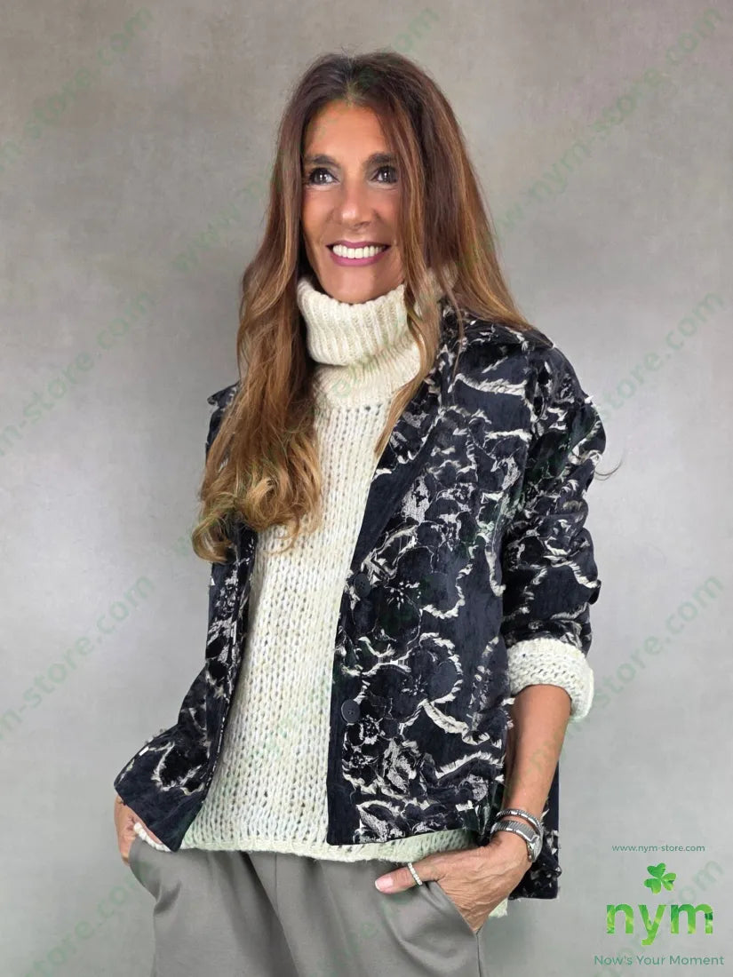 giacca sfrangiata effetto velluto 50pl30ny20co U / NERO / AI25 GIACCA