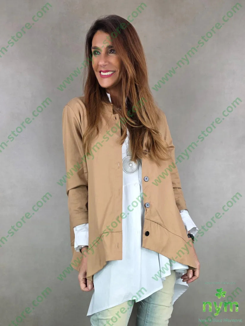 giacca tencel stondata davanti 69co29tc2ea U / CAMMELLO / PE26 GIACCA