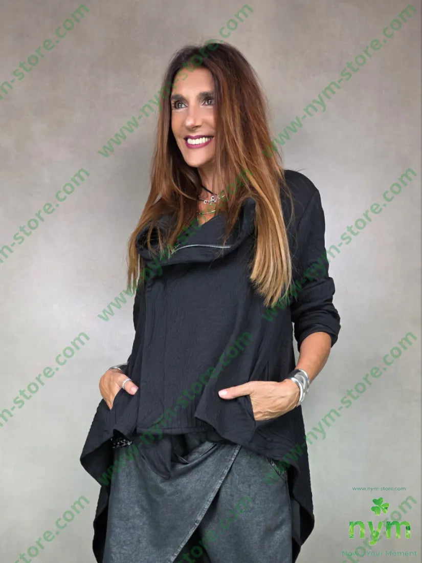 giacca tessuto a maglia zip 53pl46co1ea U / NERO / AI25 GIACCA