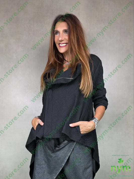 giacca tessuto a maglia zip 53pl46co1ea U / NERO / AI25 GIACCA