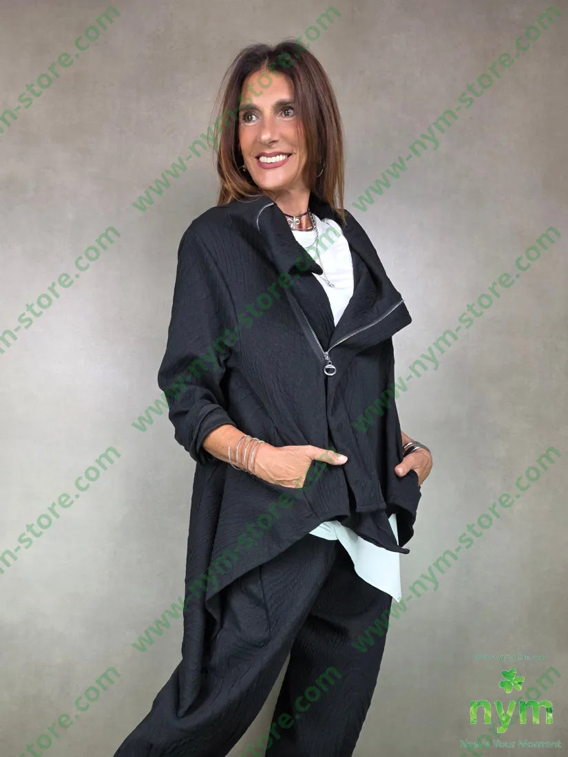 giacca tessuto a maglia zip 53pl46co1ea U / NERO / AI25 GIACCA