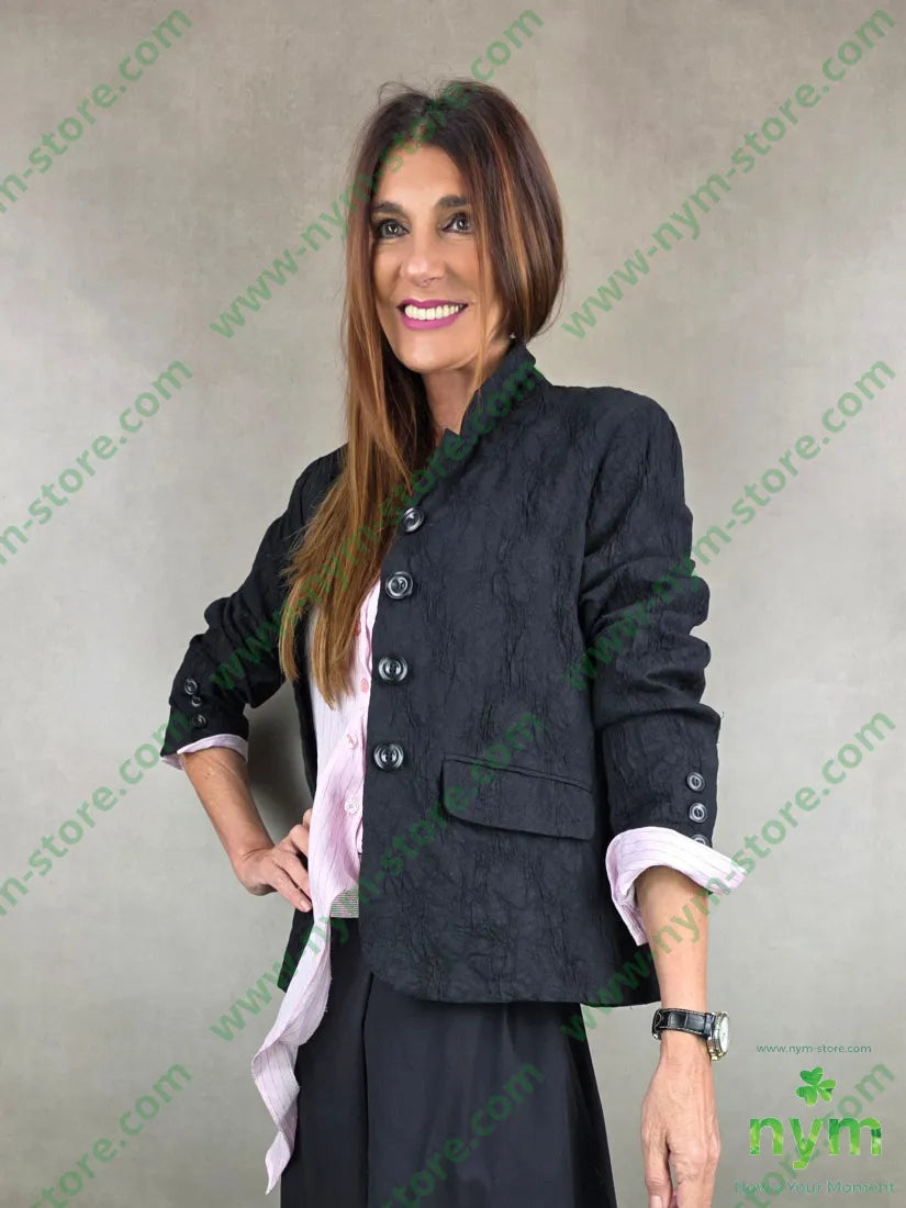 giacca tessuto con cuciture a ricamo 85co10vi5ea U / NERO / PE26 GIACCA