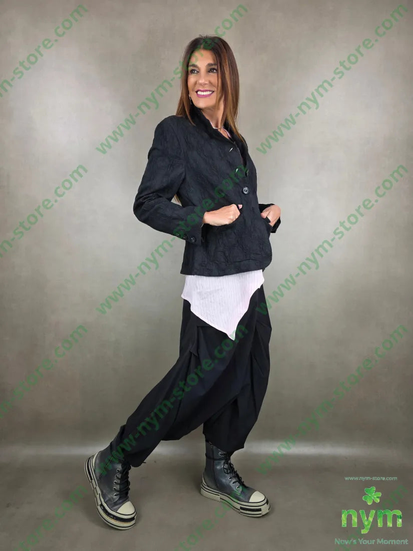 giacca tessuto con cuciture a ricamo 85co10vi5ea U / NERO / PE26 GIACCA