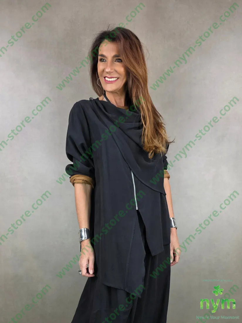 giacca tessuto viscosa drappeggi 50vi50co U / NERO / PE26 GIACCA