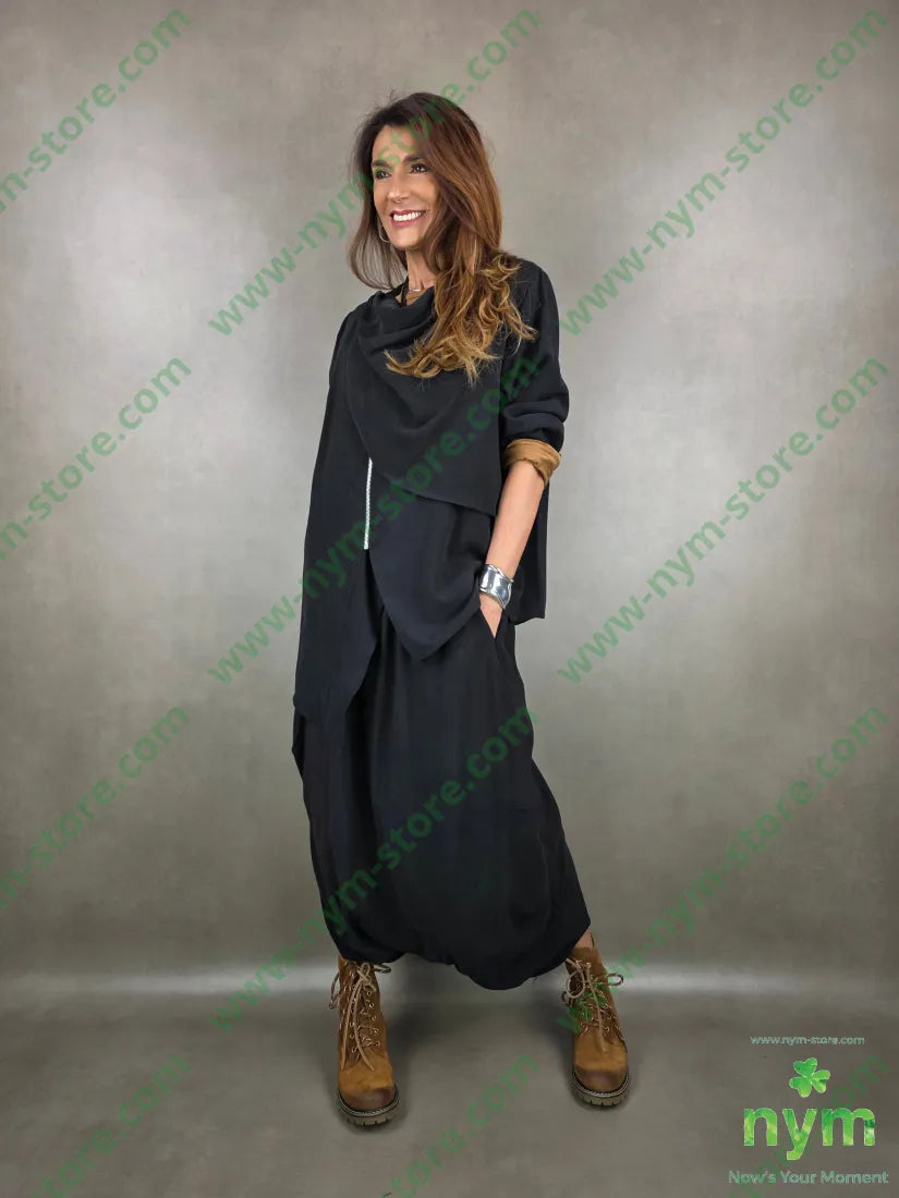 giacca tessuto viscosa drappeggi 50vi50co U / NERO / PE26 GIACCA