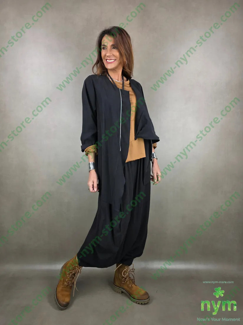 giacca tessuto viscosa drappeggi 50vi50co U / NERO / PE26 GIACCA