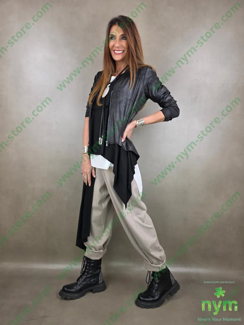 giacca zip pelle invecchiata 90pl10ea GIACCA