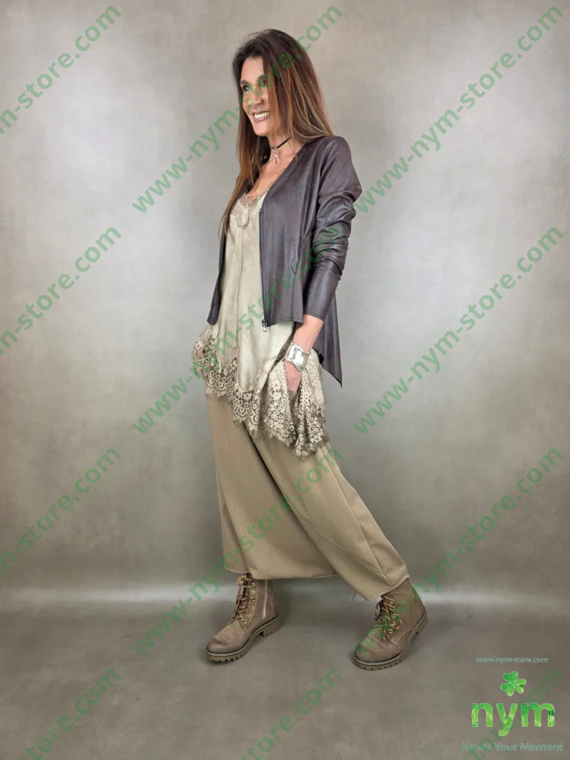 giacca zip pelle invecchiata 90pl10ea GIACCA