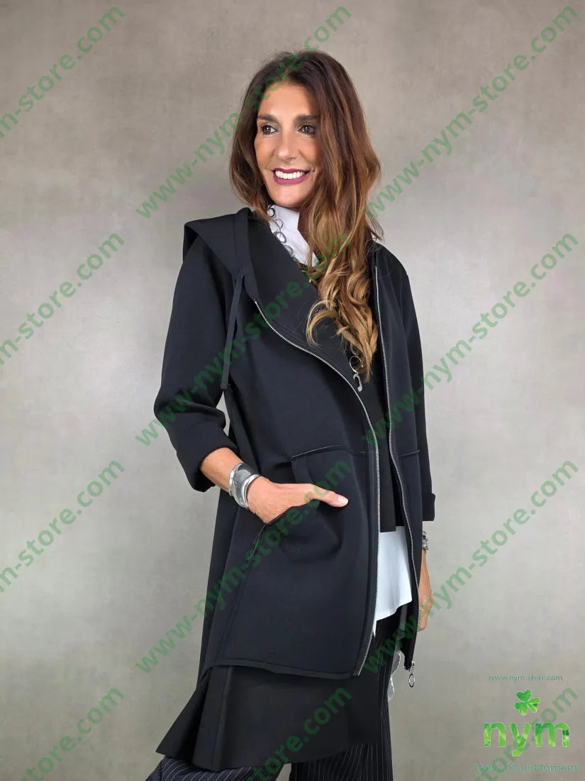 giaccone cappuccio neoprene 95pl5ea U / NERO / AI25 CAPOSPALLA