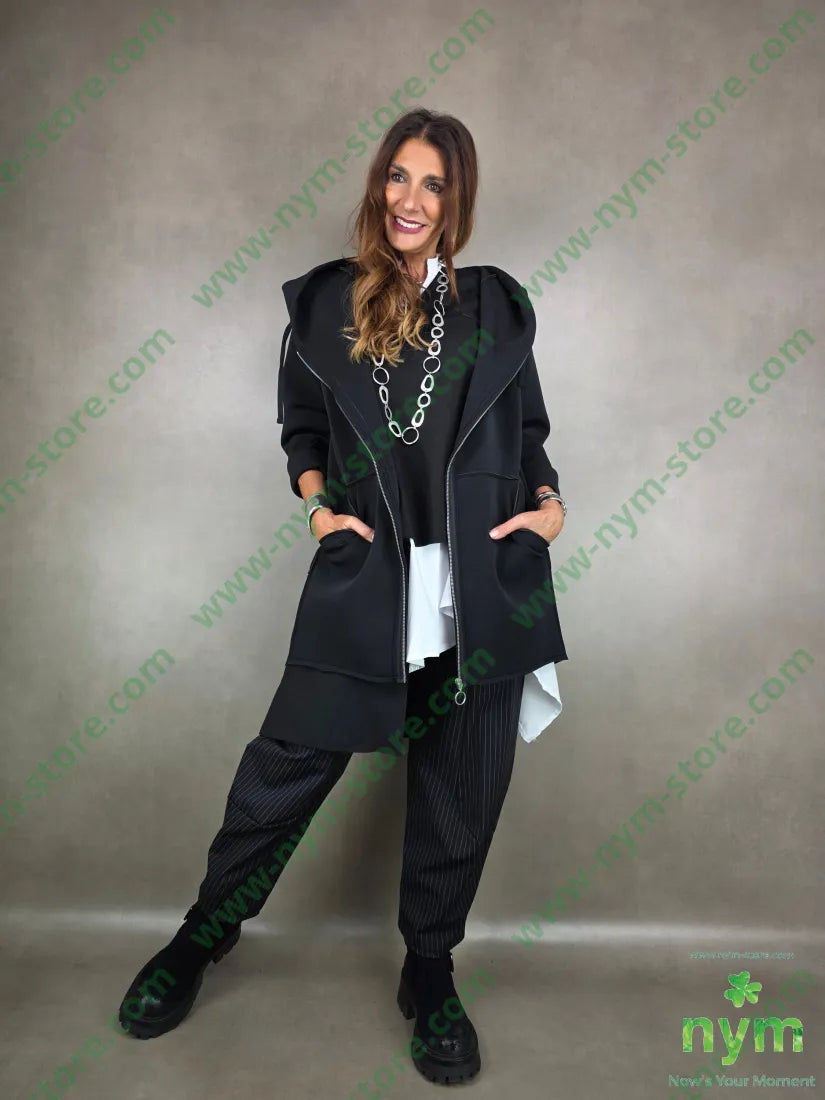 giaccone cappuccio neoprene 95pl5ea U / NERO / AI25 CAPOSPALLA