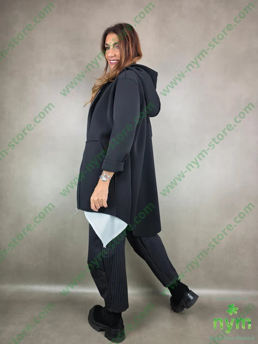 giaccone cappuccio neoprene 95pl5ea U / NERO / AI25 CAPOSPALLA