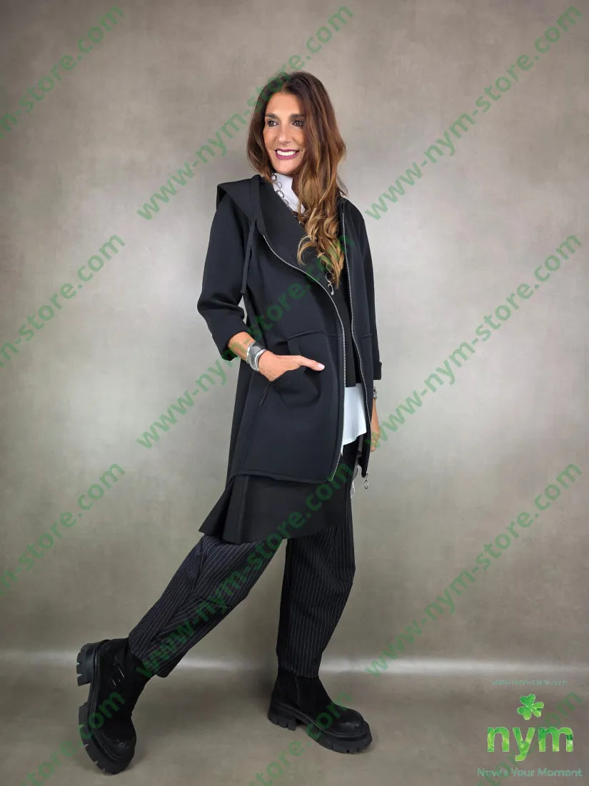 giaccone cappuccio neoprene 95pl5ea U / NERO / AI25 CAPOSPALLA