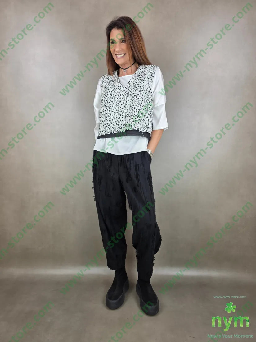 gilet bicolor scollo a v 75vi15li10co U / NERO / PE26 CAPOSPALLA