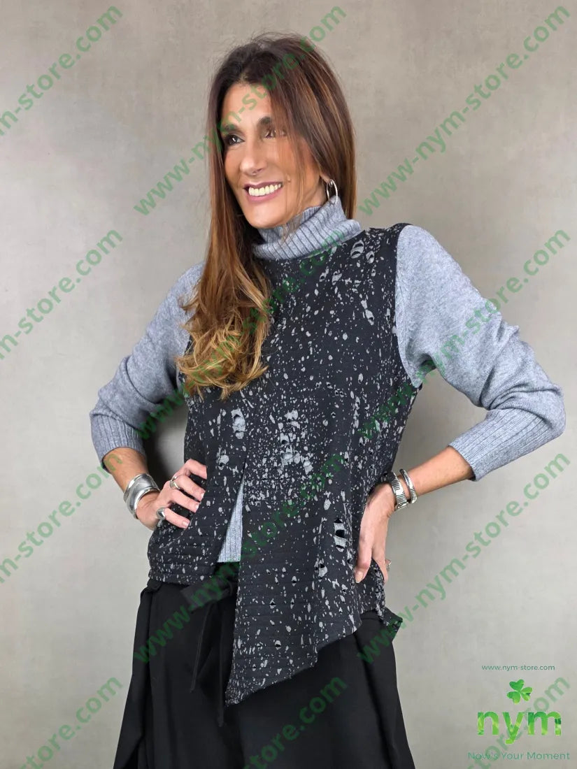 gilet cerniera dietro motivo bucato 53pl46co1ea U / ANTRACITE / AI25 CAPOSPALLA