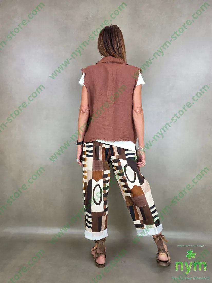 gilet con taschino finto puro lino 100li - CAPOSPALLA