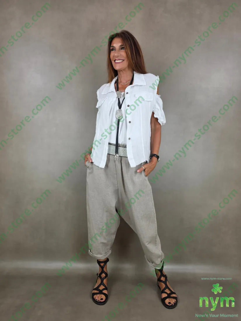 gilet con taschino finto puro lino 100li - CAPOSPALLA