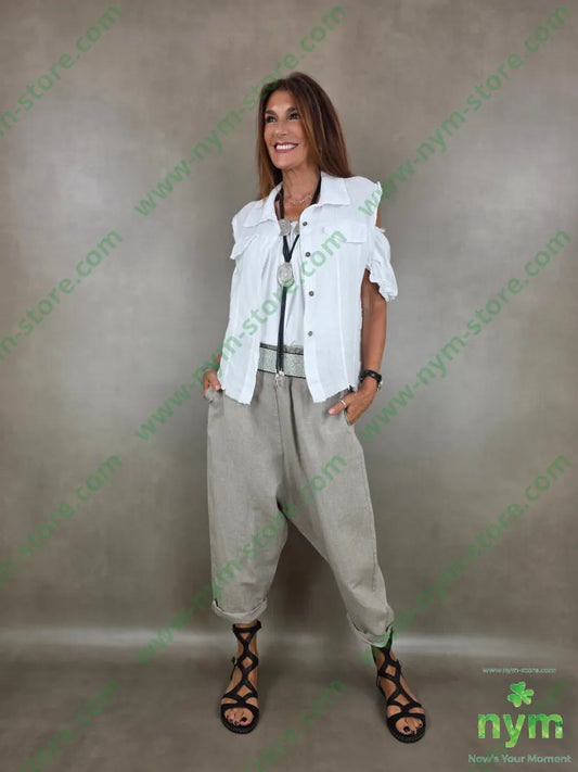 gilet con taschino finto puro lino 100li - CAPOSPALLA