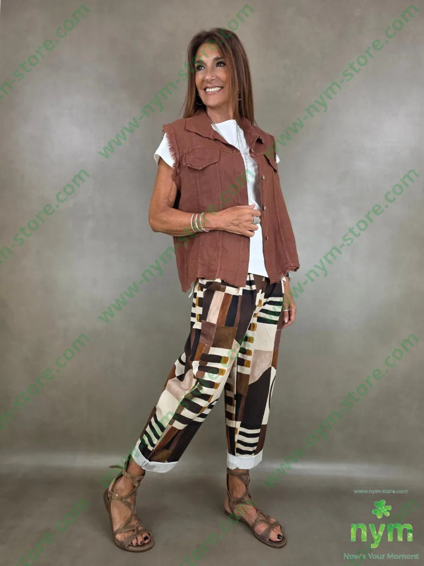 gilet con taschino finto puro lino 100li - CAPOSPALLA