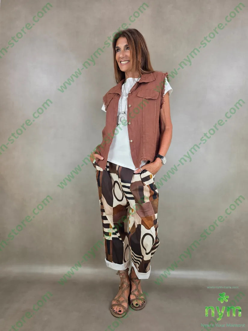 gilet con taschino finto puro lino 100li - CAPOSPALLA
