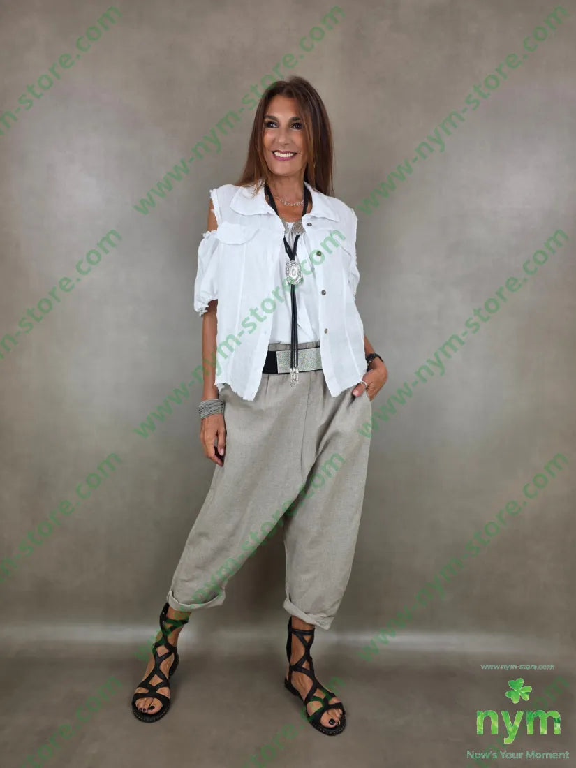 gilet con taschino finto puro lino 100li - CAPOSPALLA