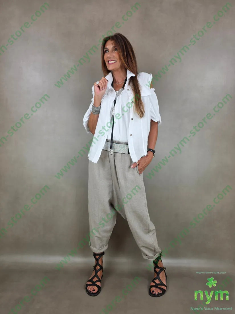 gilet con taschino finto puro lino 100li - CAPOSPALLA