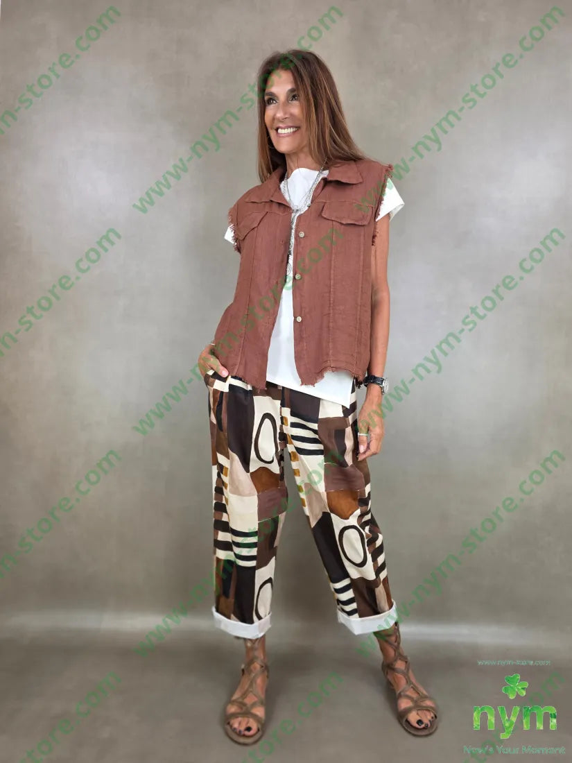gilet con taschino finto puro lino 100li - CAPOSPALLA